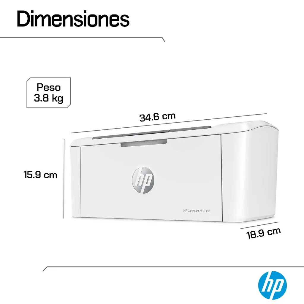 Impresora HP LaserJet M111w láser monocromática dimensiones