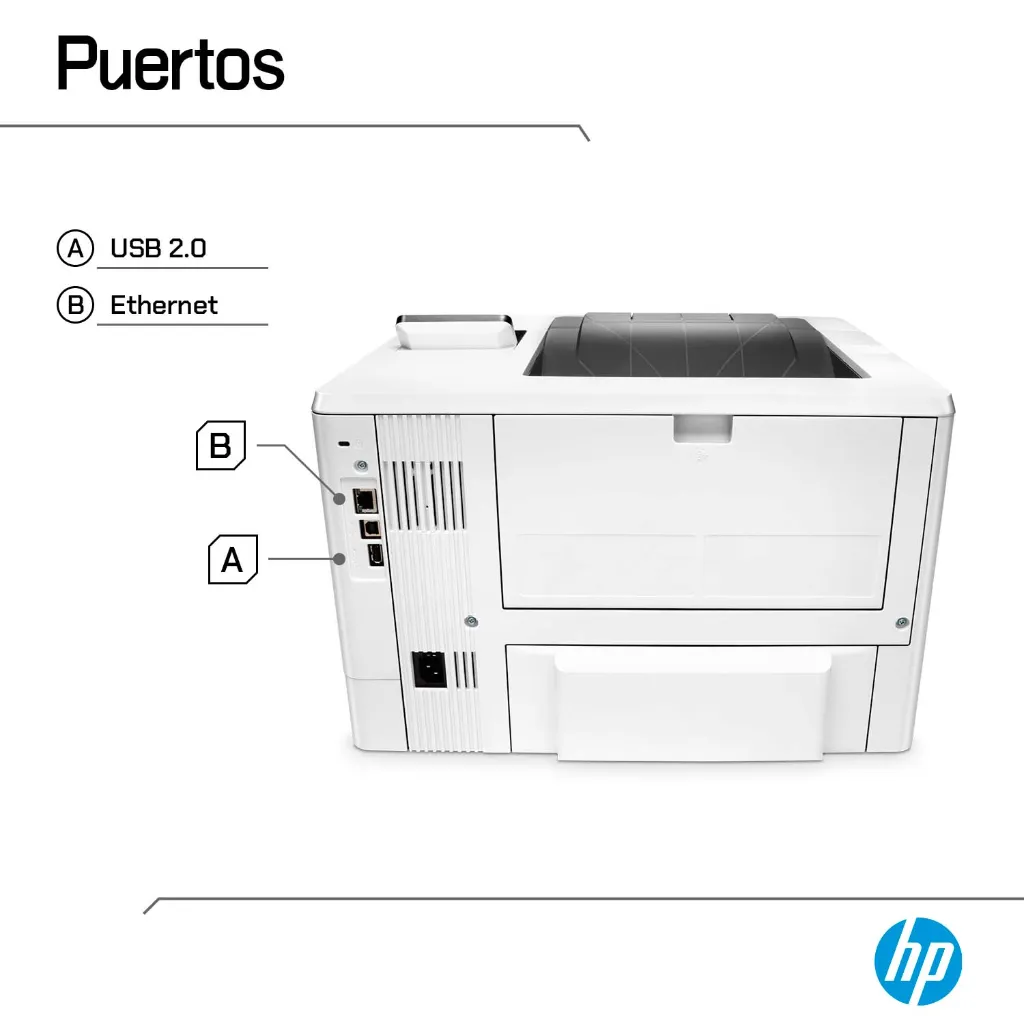 Impresora HP LaserJet Pro M501dn con conectividad USB y Ethernet