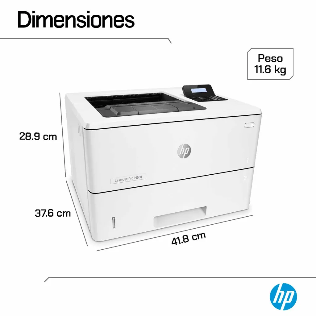 Impresora HP LaserJet Pro M501dn láser monocromática dimensiones