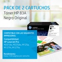 Pack de dos Toner Original HP 83A LaseJet Negro 