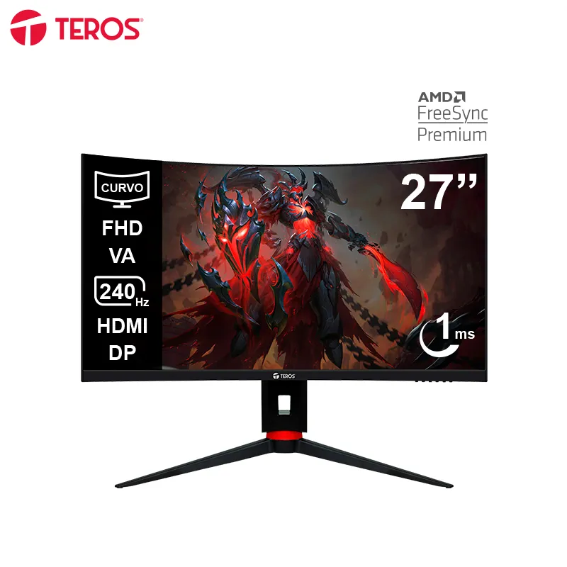 Monitor Curvo Gaming Teros TE-2764G 27" FHD VA 240Hz 1ms HDMI DP Audio Out