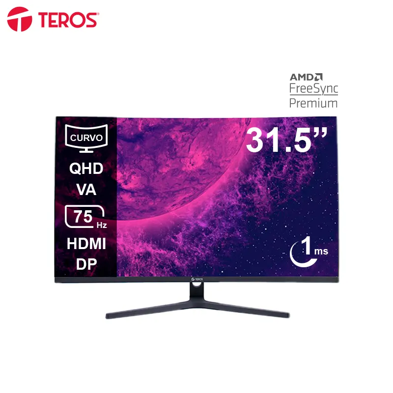 Monitor Curvo Teros TE-3253S, 31.5" QHD VA, 75HZ, 1MS, HDMI, DP, Audio Out