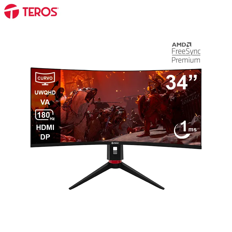 [100403] Monitor Curvo Gaming Teros TE-3412G, 34" UWQHD VA, 180HZ, 1MS, HDMI, DP, Audio Out