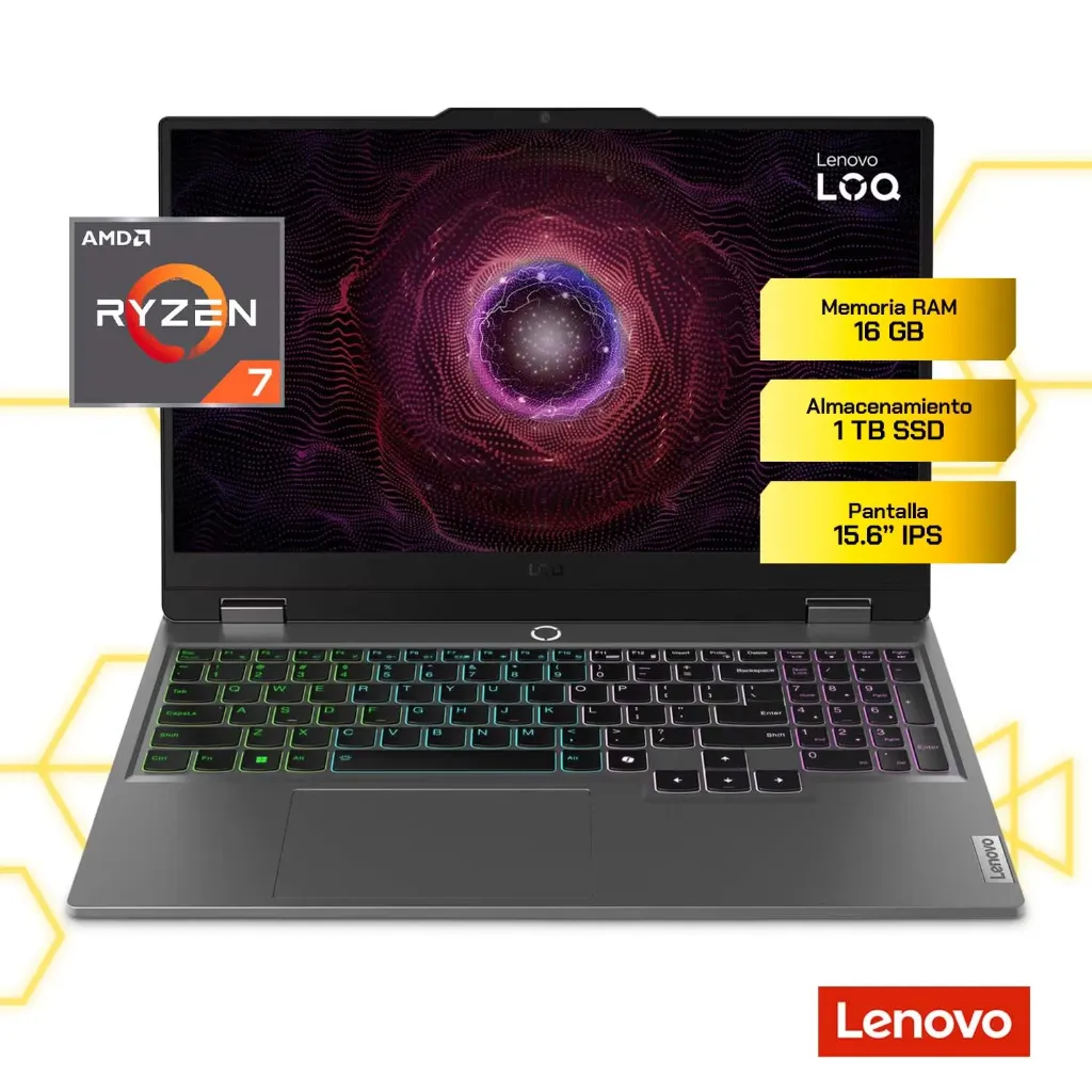 Laptop Lenovo LOQ 15ARP9 Ryzen 7 RTX 4060 16GB RAM 1TB SSD FHD 144Hz