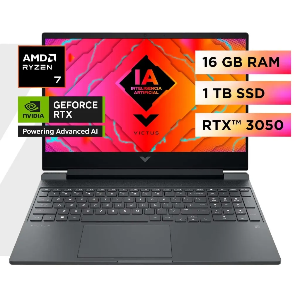 [100430] Laptop HP Victus Gaming 15 Ryzen 7 RTX 3050 16GB RAM 1TB SSD 15.6” 144Hz