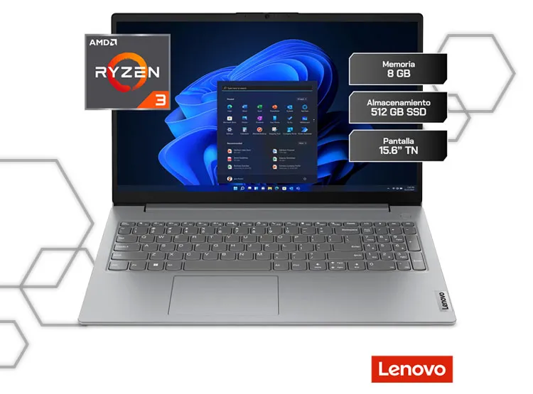 Laptop Lenovo V15 G4 AMD Ryzen 3 8GB RAM 512GB SSD 15.6" FHD Windows 11 Home