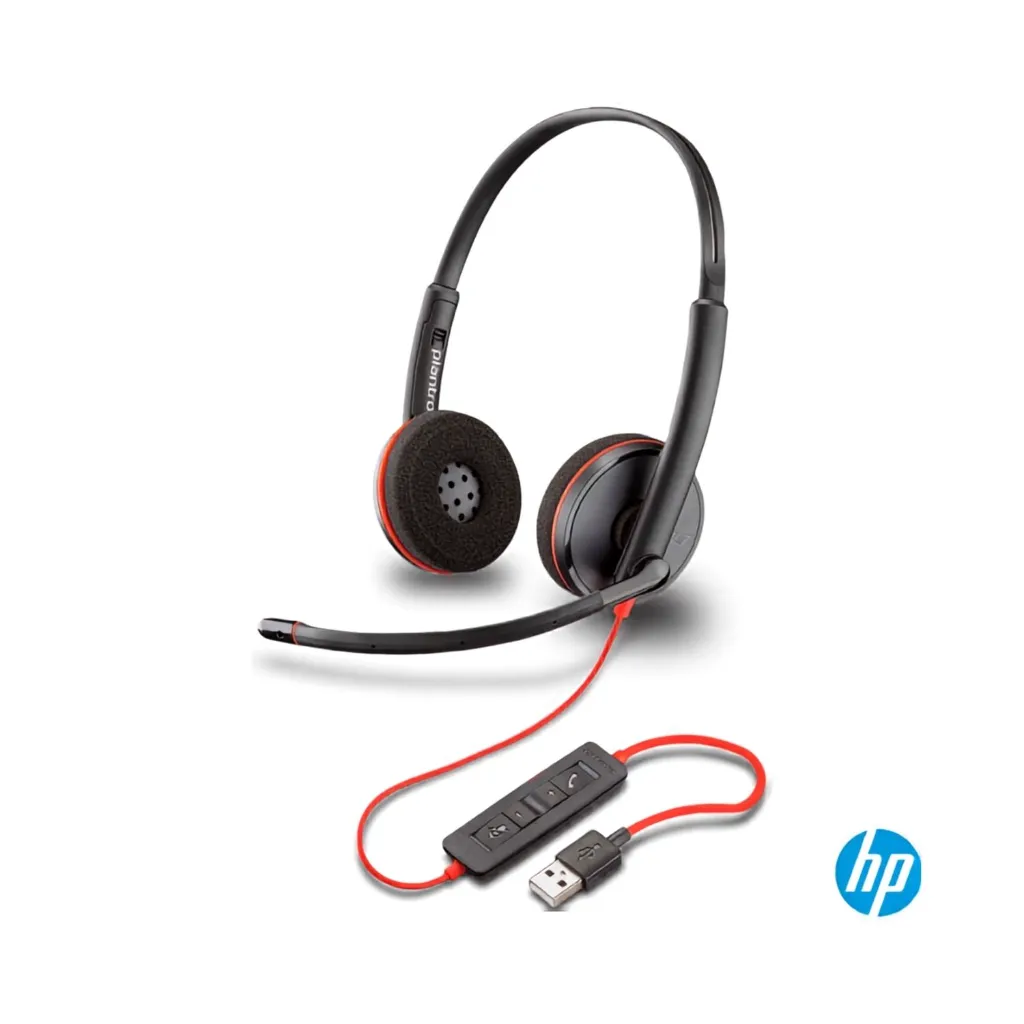 Auriculares HP Poly Blackwire 3220 Stereo USB-C con Adaptador USB-A