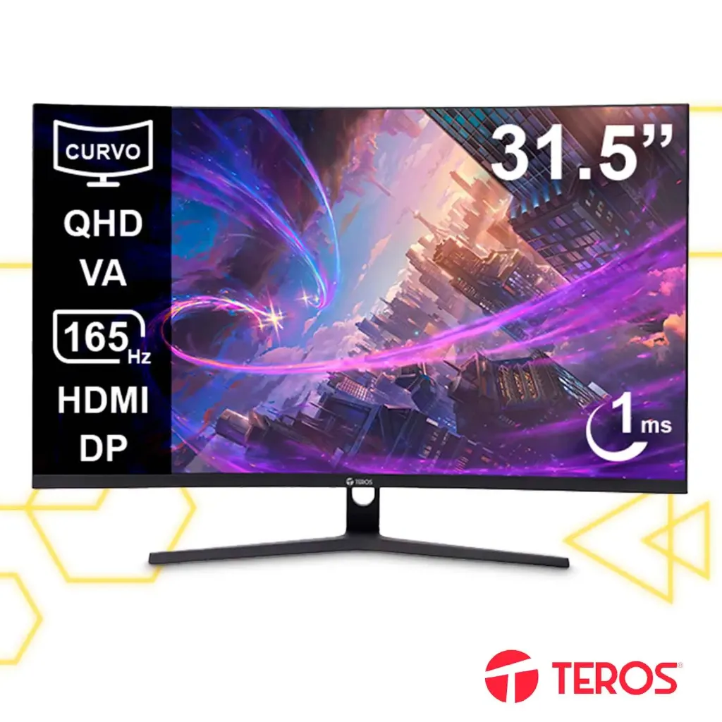 [100450] Monitor Gaming Teros TE-3217G 31.5” QHD Curvo 165Hz 1ms HDMI DP