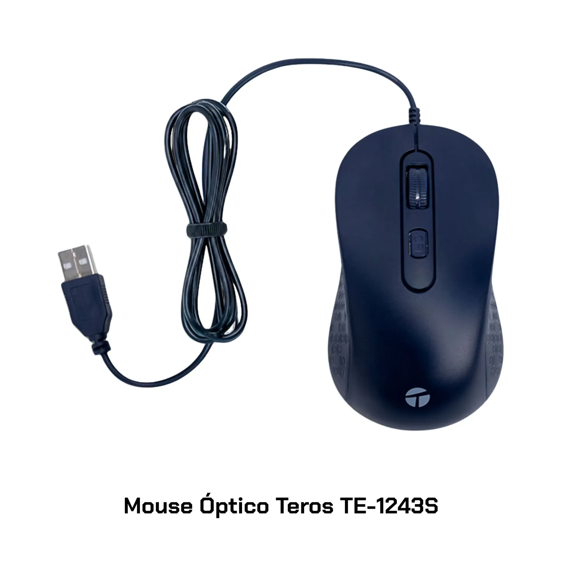 Mouse Óptico Teros TE-1243S USB 2000 DPI Ajustable 4 Botones Azul