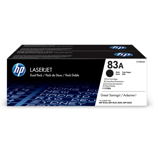 [10220] Pack de dos Tóner Originales HP 83A LaseJet Negro